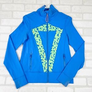 Ivivva‎ Athletica Girls Activewear Jacket Full Zip Blue Floral Size 14